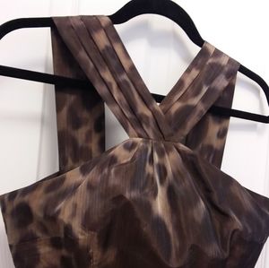 Banana Republic Brown/Cream Taffeta Cocktail Wedding Special Occasion Dress Size